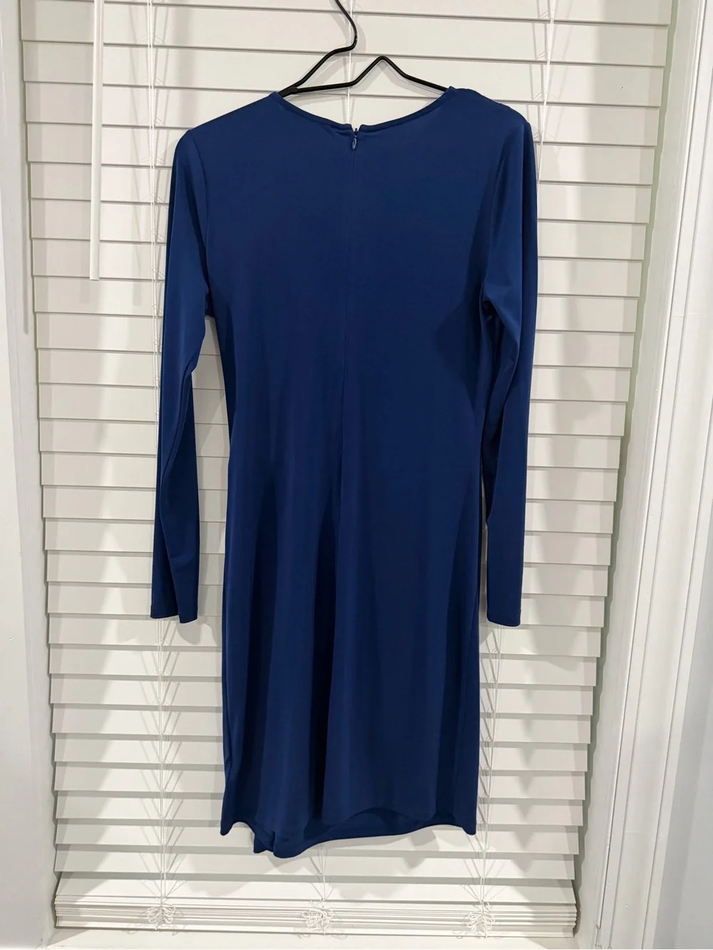 Michael Kors Navy Long-Sleeve Draped Dress with Buckle Detail